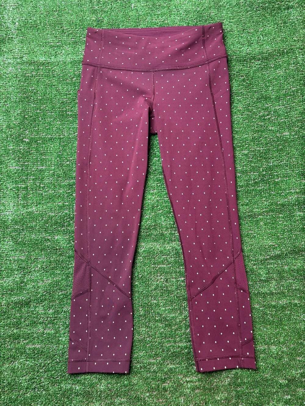 Lululemon Pace Rival Crop Side Pockets Bordeaux Reflective Leggings